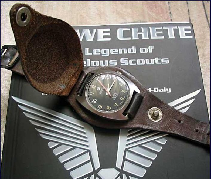 18mm Black 1950s Pattern Leather Military Watch Strap with Protective Face Cover - Image 8
