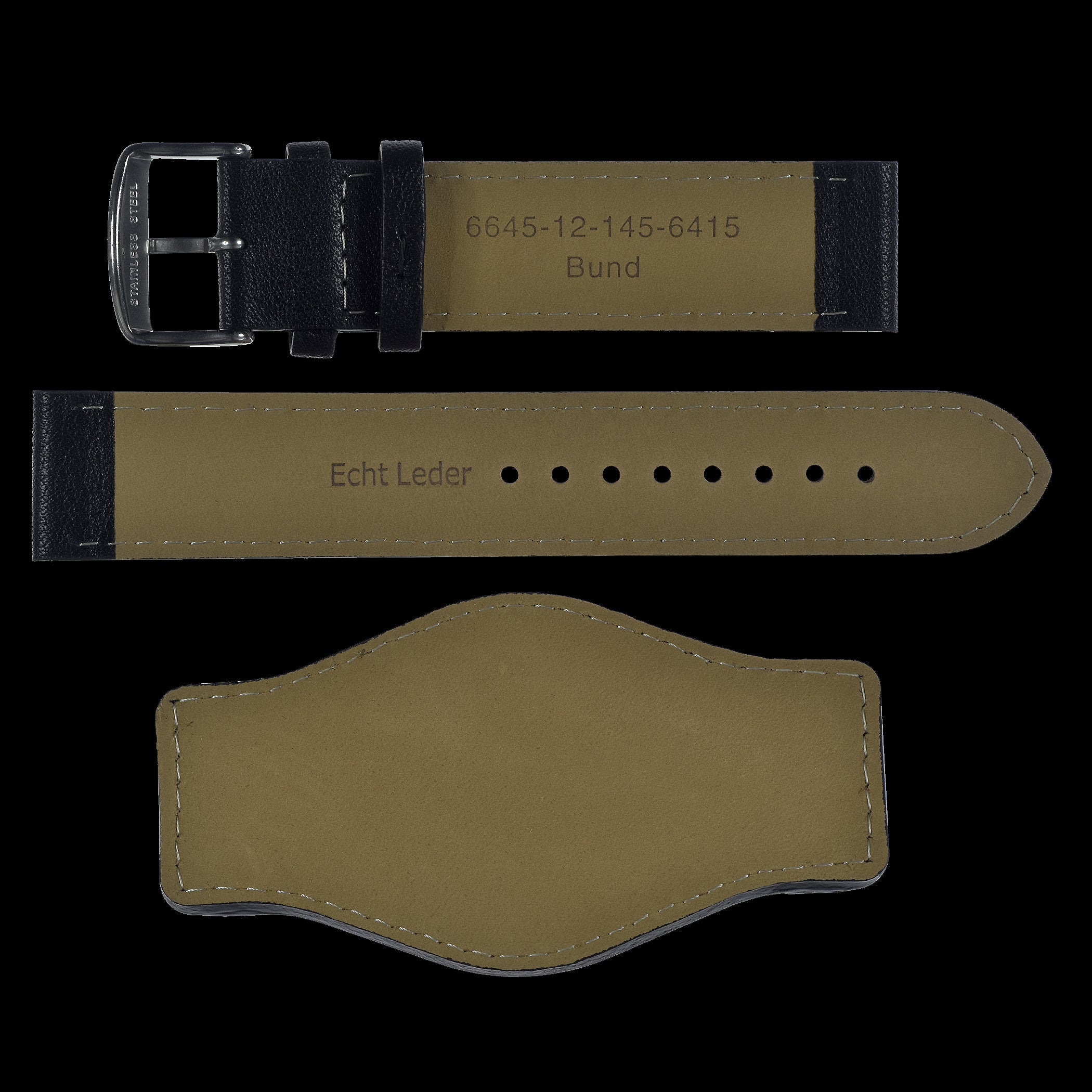 18mm German "Luftwaffe / Bund” Aviators Leather Military Watch Strap - Image 3