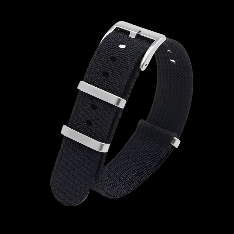 22mm Ribbed Black NATO Military Watch Strap