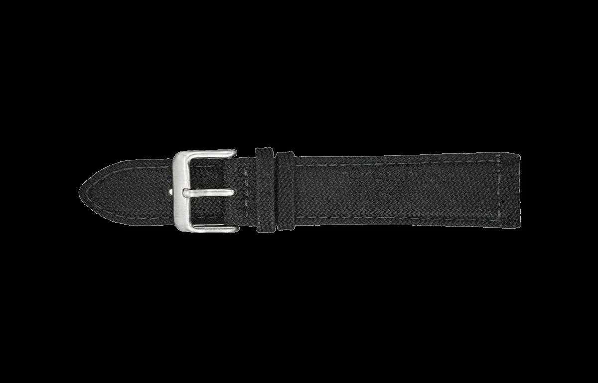 2 Piece Retro Pattern 24mm Canvas Military Watch Strap in Black - The Ideal Durable Fabric Strap for Military Watches - Image 4