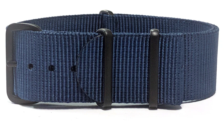 20mm Navy Blue NATO Watch Strap with Covert PVD Black Buckles - Image 3