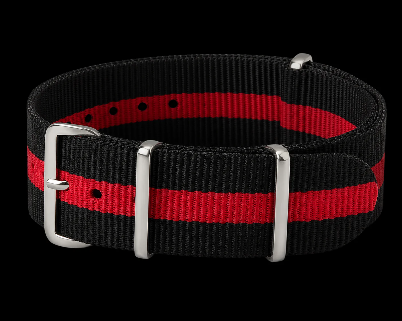 20mm Black / Red NATO Ballistic Nylon Military Webbing Watch Strap