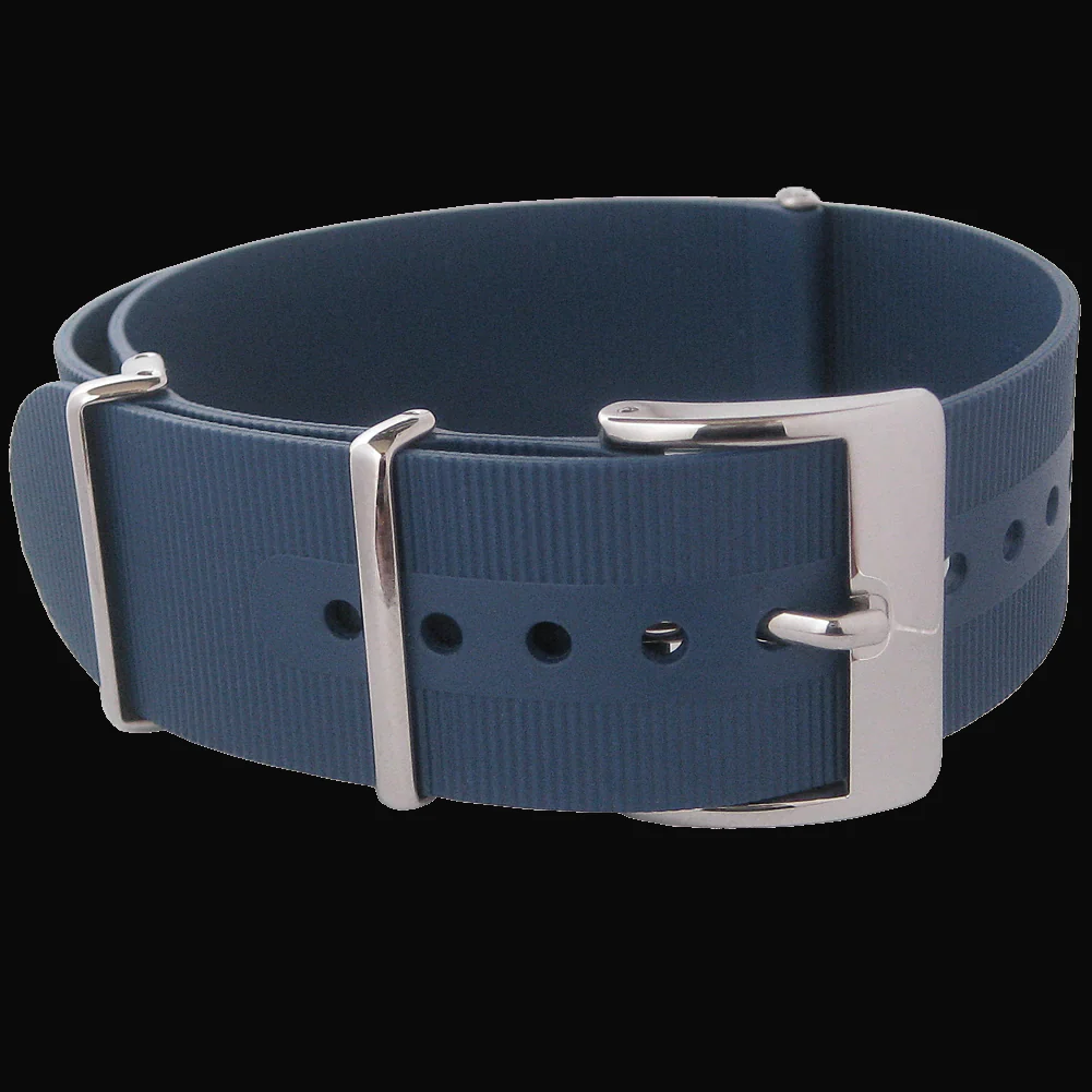 20mm Navy Blue Silicone/Rubber NATO Military Watch Strap - Image 2