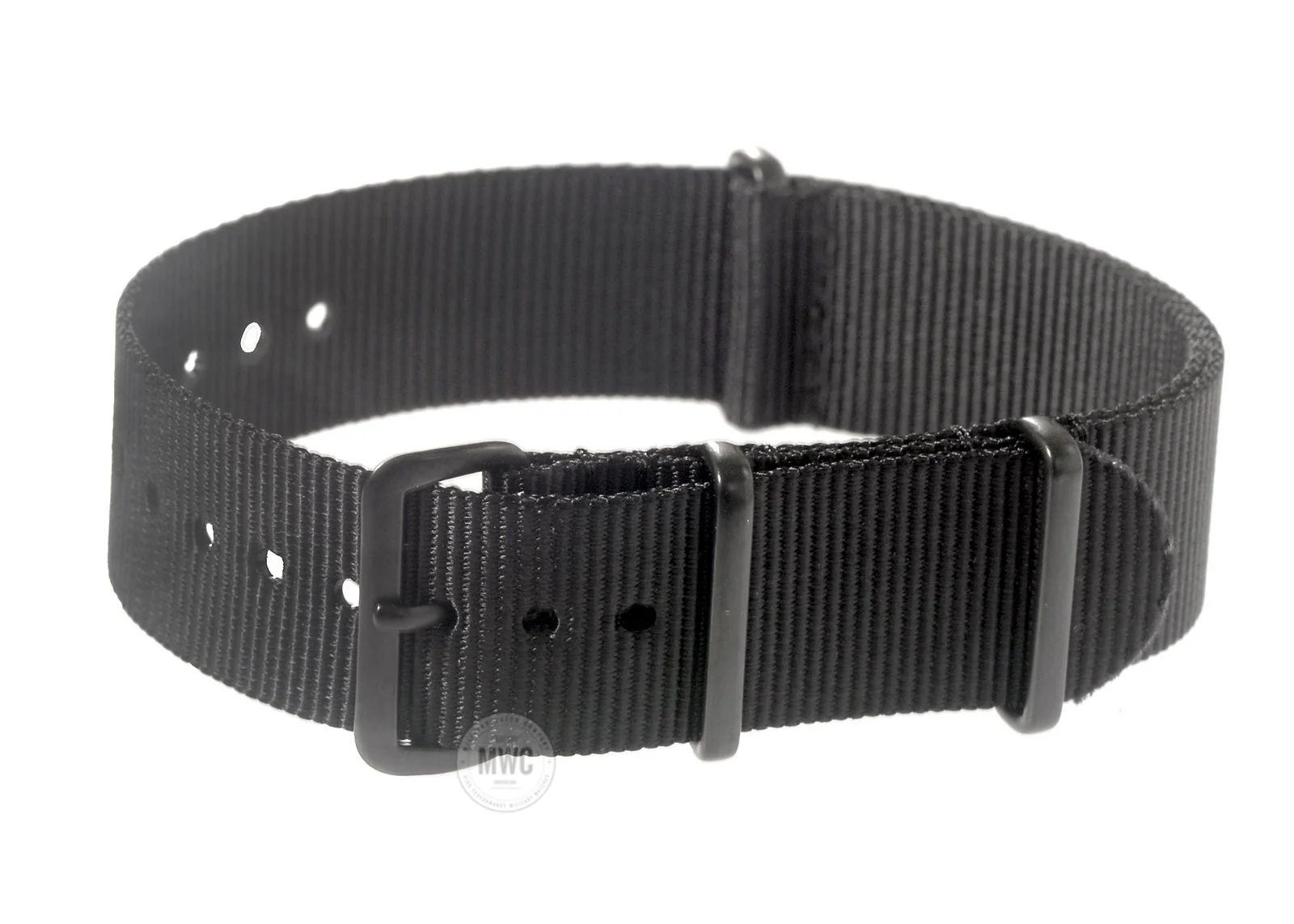 24mm Black NATO Military Watch Strap With PVD Fasteners - Image 2