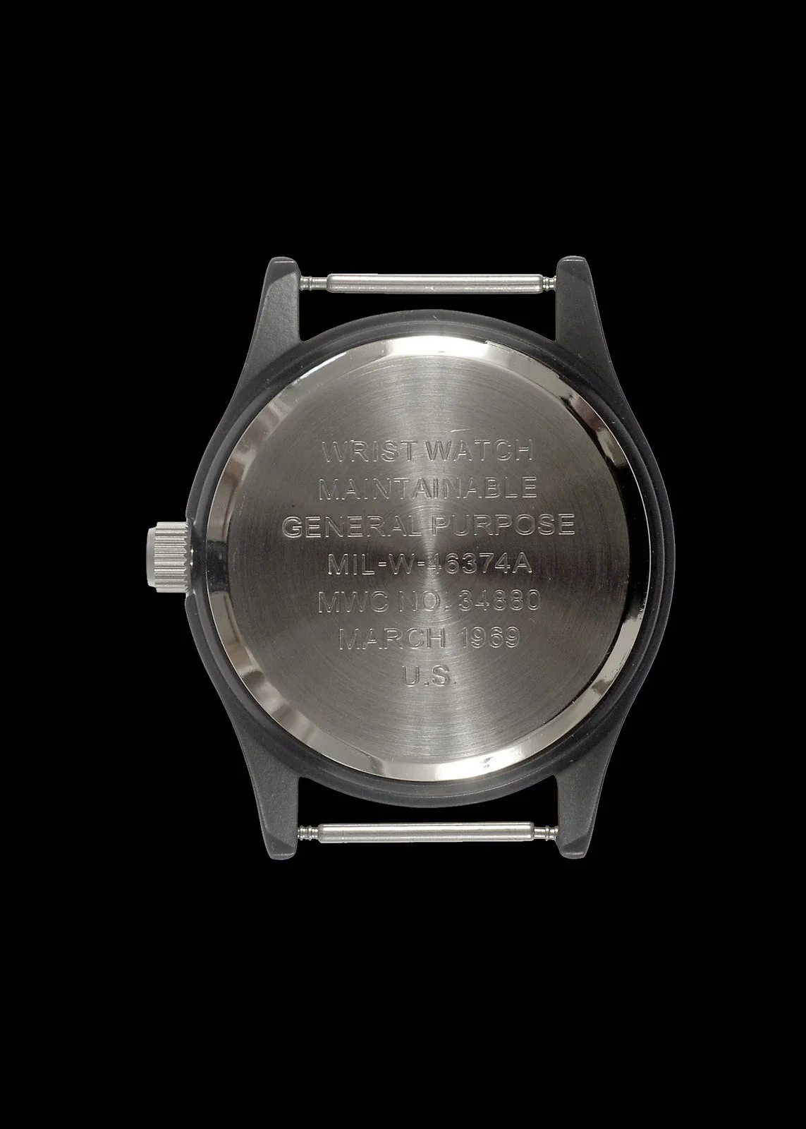 MWC Classic 1960s/70s Pattern Matt Black Vietnam Watch on Matching Webbing Strap - Image 3