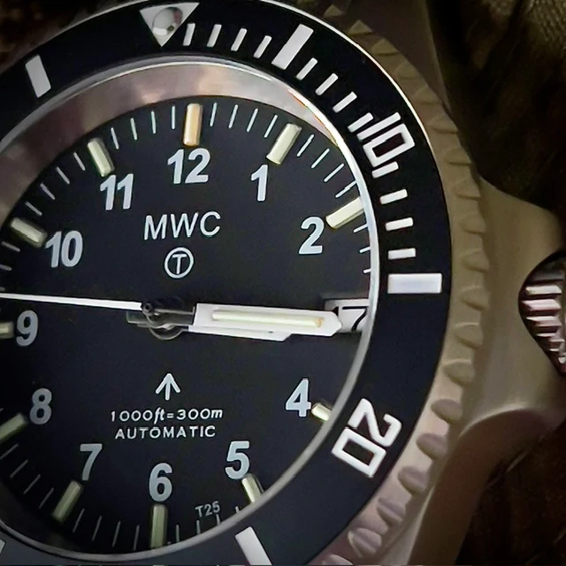 MWC 24 Jewel 300m Automatic Military Divers Watch with Tritium GTLS Tubes for Enhanced Nighttime Performance - Image 9