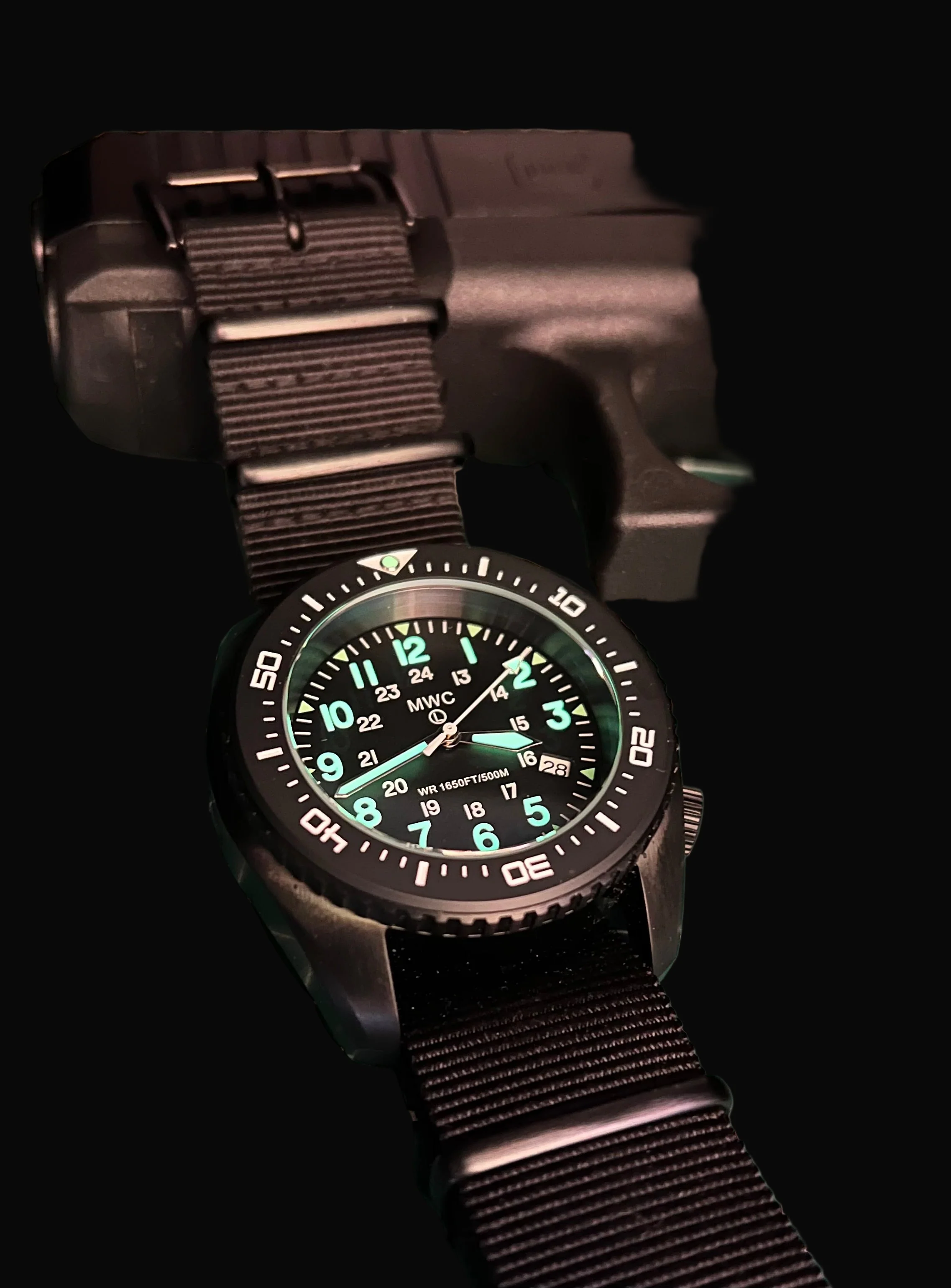 MWC 500m (1640ft) Water Resistant Black PVD Steel Automatic Divers Watch With 12/24 Dial, Sapphire Crystal, Ceramic Bezel and Helium Valve - Image 3