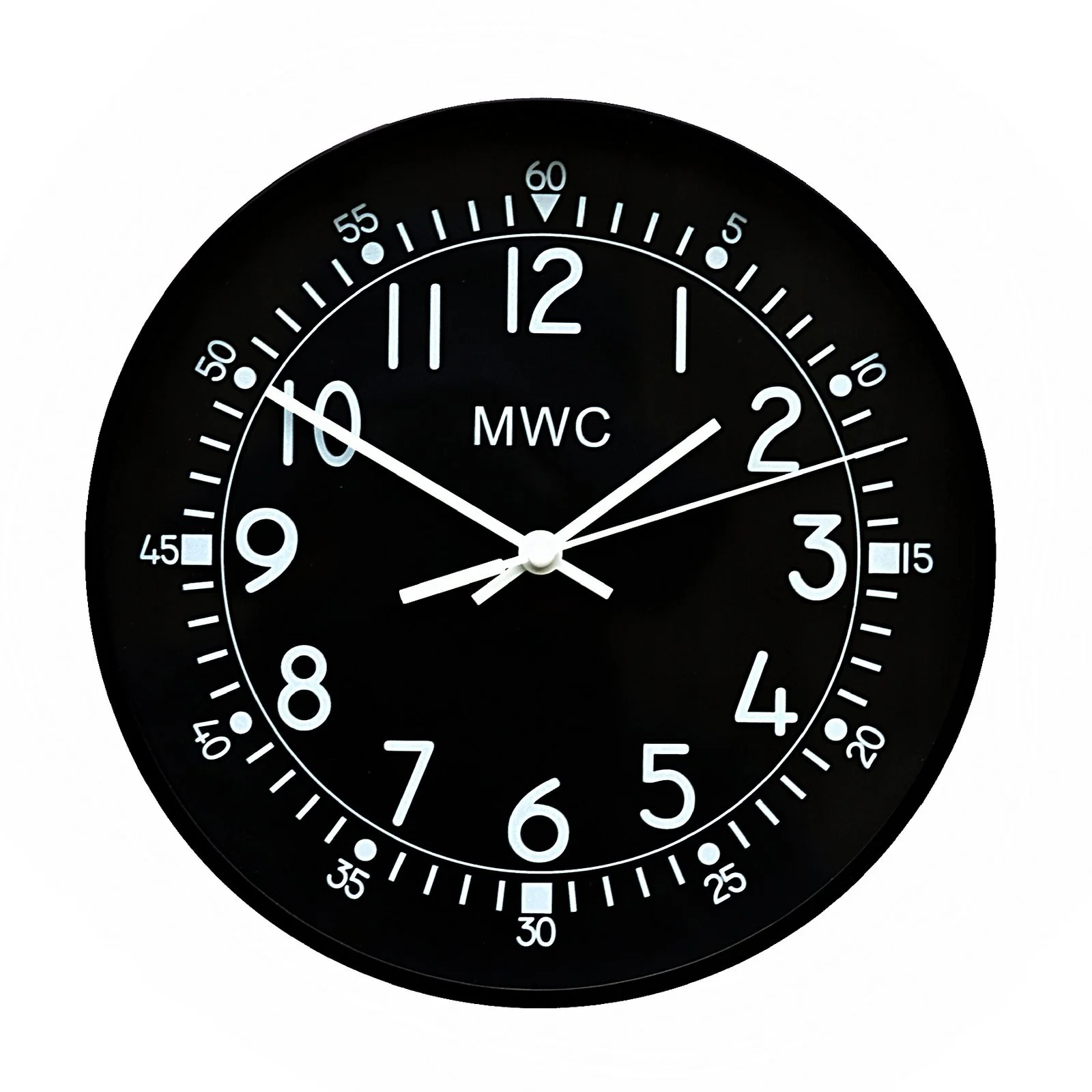 MWC US 1940s/50s Pattern Retro Military Wall Clock with Silent Quartz Movement and Sweep Second Hand (Size 22.5 cm / approx 9") - Image 2
