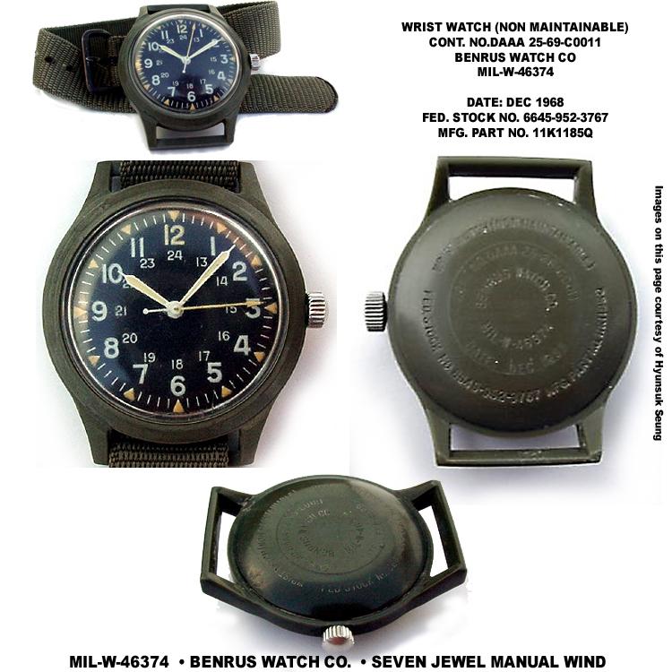 MWC Classic 1960s/70s Pattern Matt Black Vietnam Watch on Matching Webbing Strap - Image 5