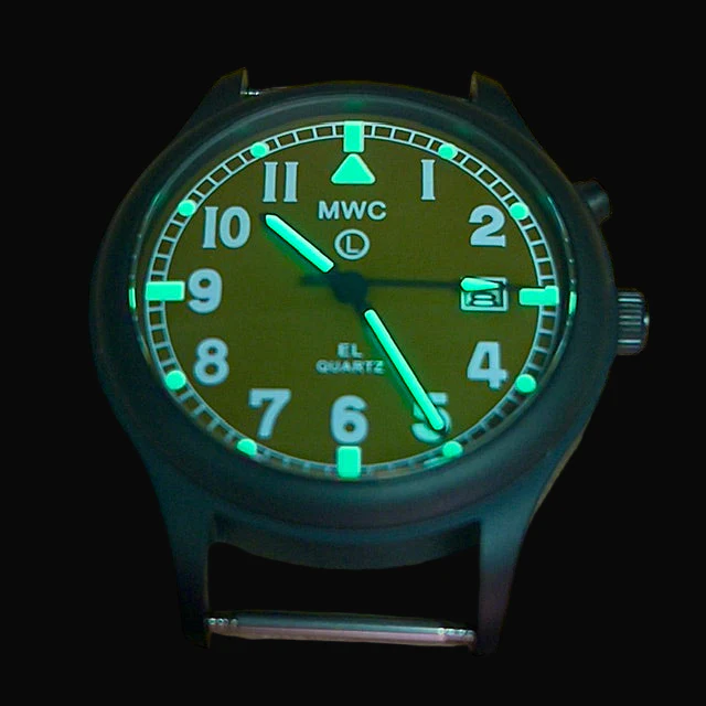 MWC G10EL Black PVD Steel General Service Watch with Olive Drab Electroluminescent (EL) Backlit Dial - Image 3
